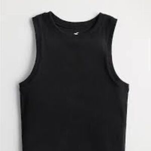 Hollister Black Fitted Ribbed Tank Top Cropped